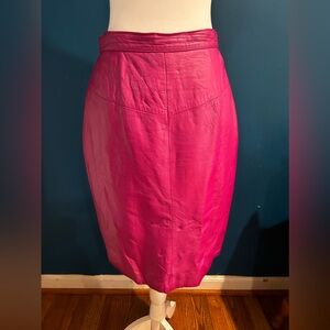 Vintage fuschia leather skirt